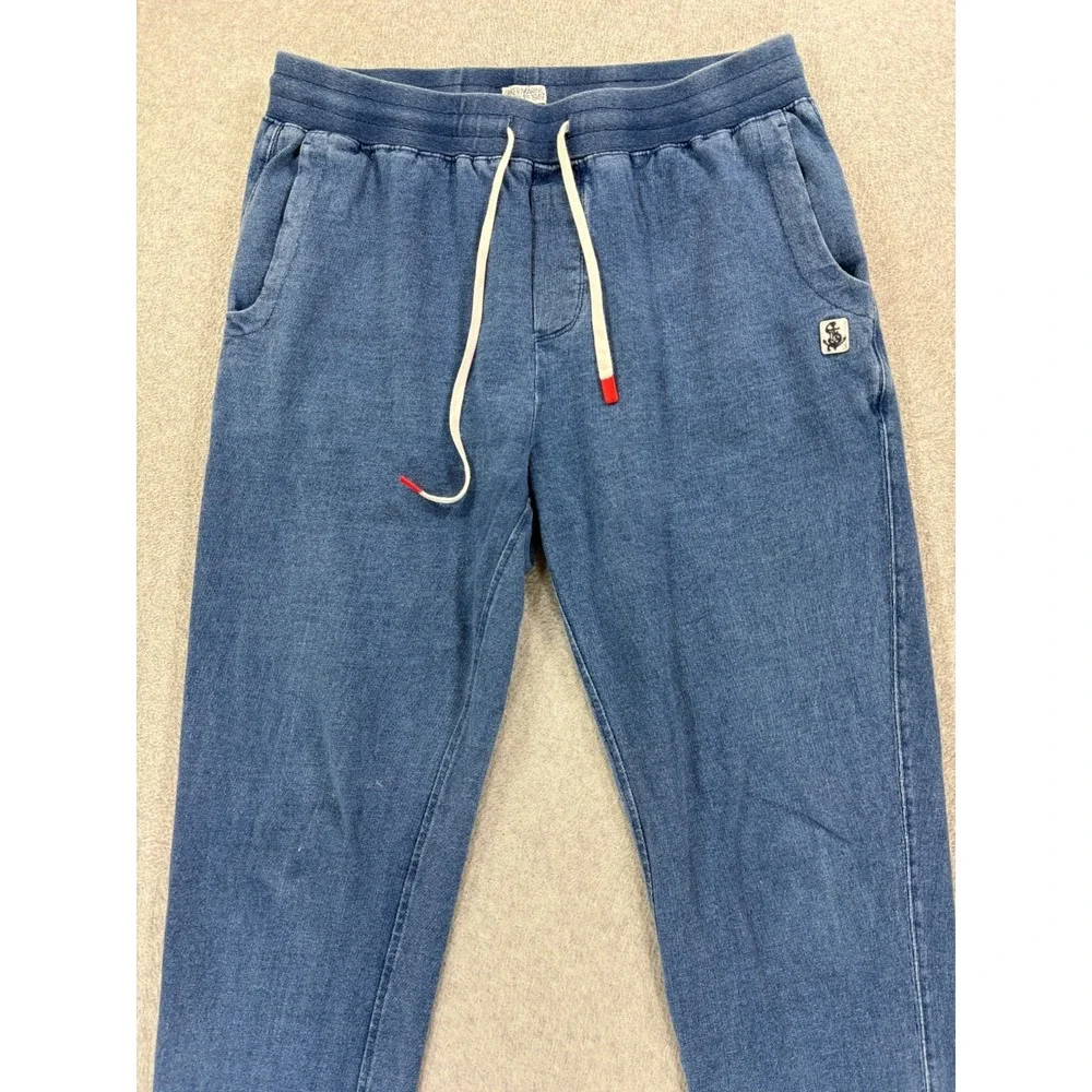 Quaker Marine Dark Wash Indigo Loopback Terry‎ Joggers (Men's Large) Blue